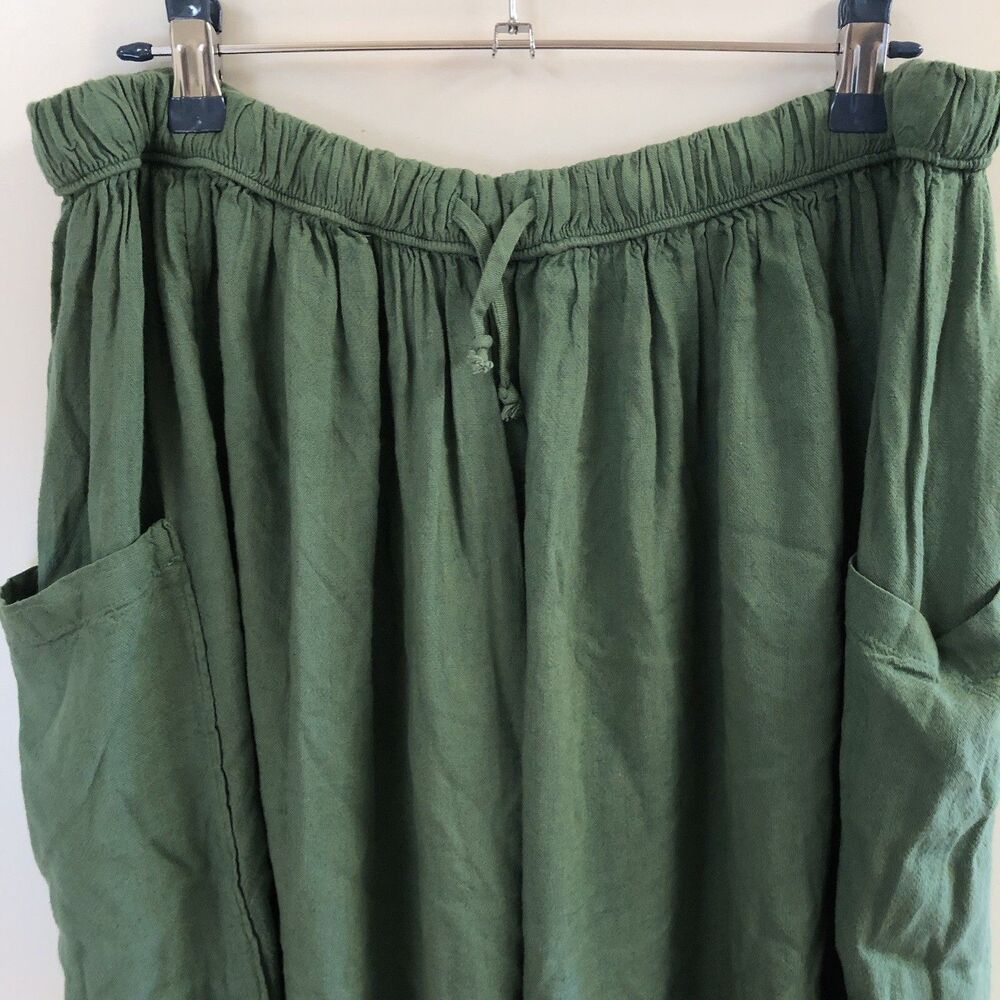 Free People Quinn Pants Pull On Harem Wide Leg Green Large L - Picture 5 of 10